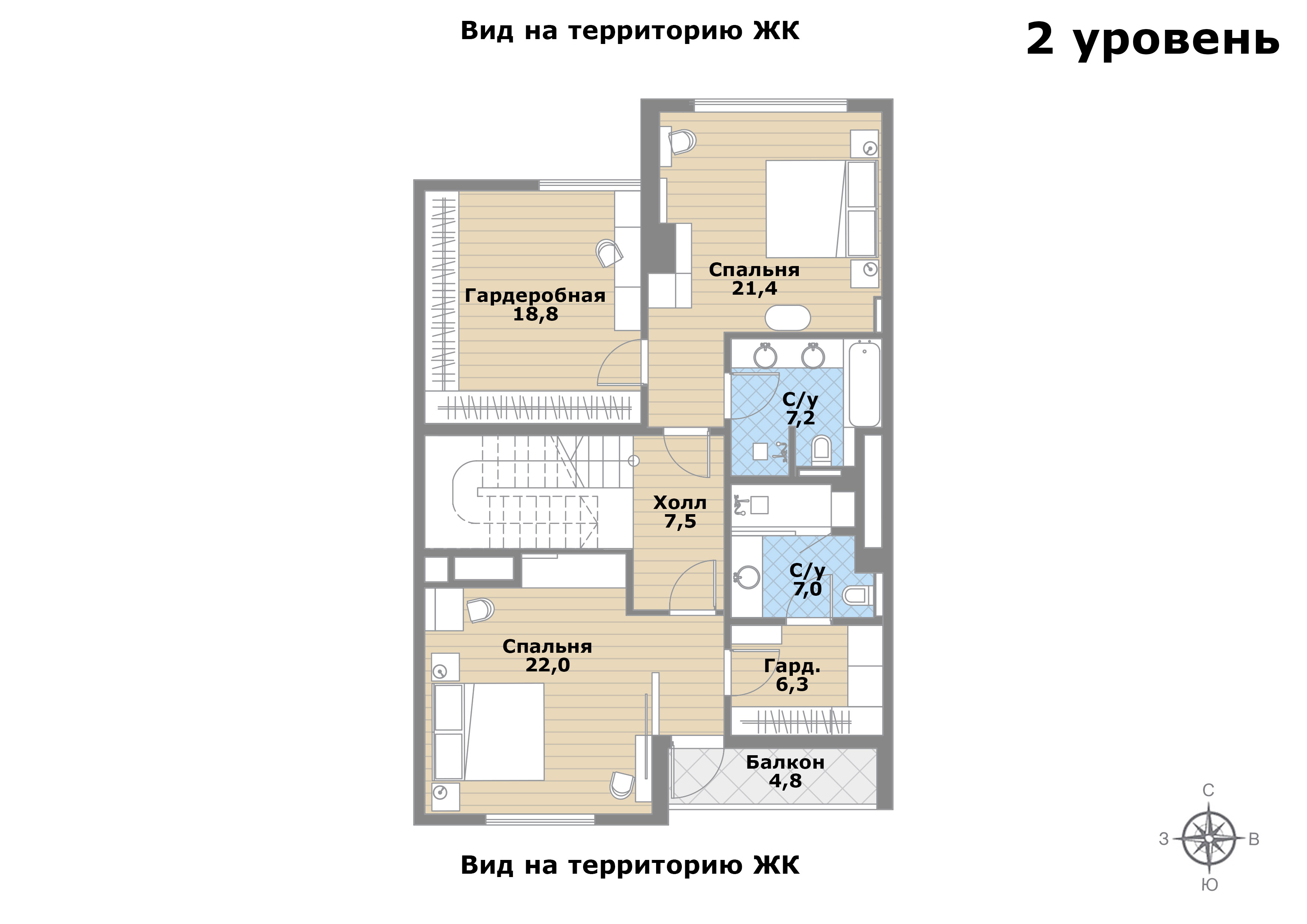 Планировка Таунхаус с 5 спальнями 420 м2 в посёлке ЖК Берег столицы Фото 2
