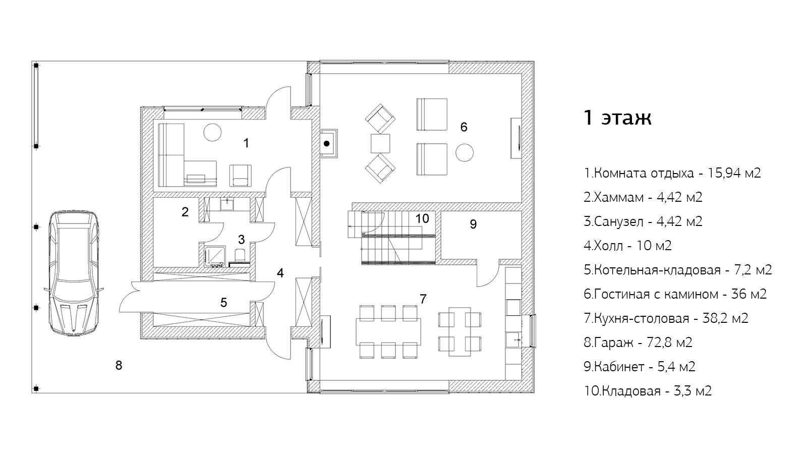 Планировка Домовладение с 4 спальнями 485 м2 в посёлке Мозжинка Фото 2