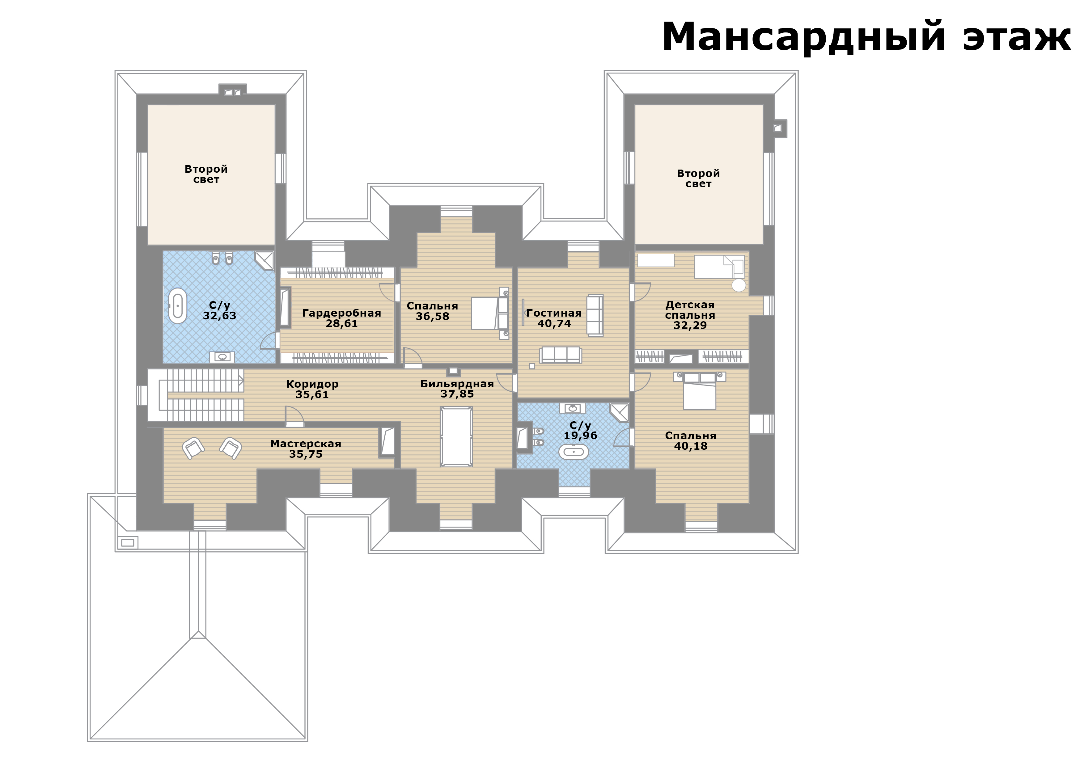 Планировка Домовладение с 7 спальнями 2200 м2 в посёлке Прозорово Фото 4