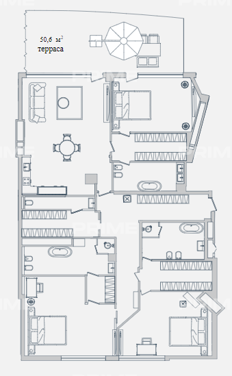Апартаменты с 3 спальнями 184.6 м2 в ЖК Звезды Арбата