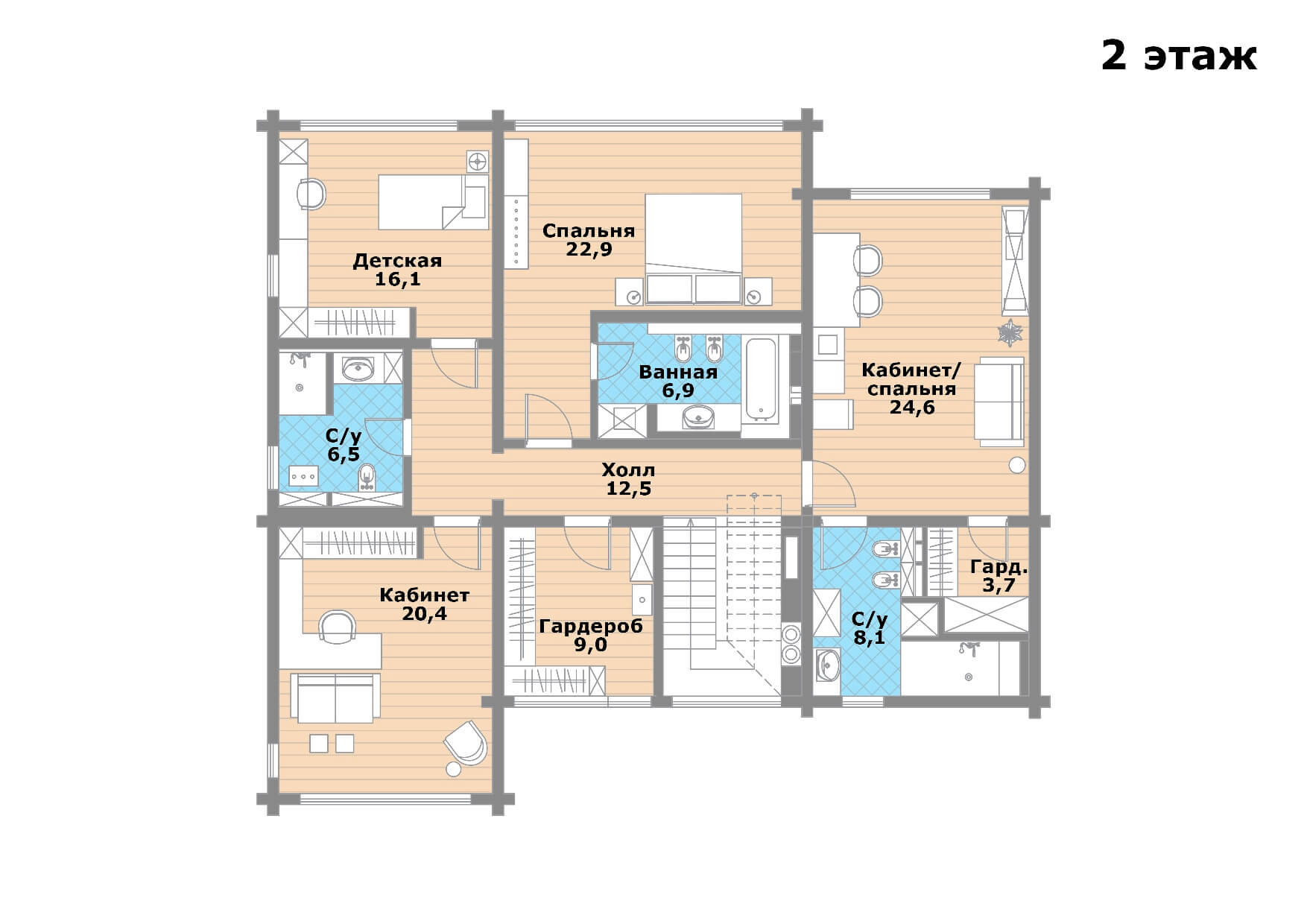 Планировка Домовладение с 4 спальнями 346 м2 в посёлке Райт Вилладж Фото 2