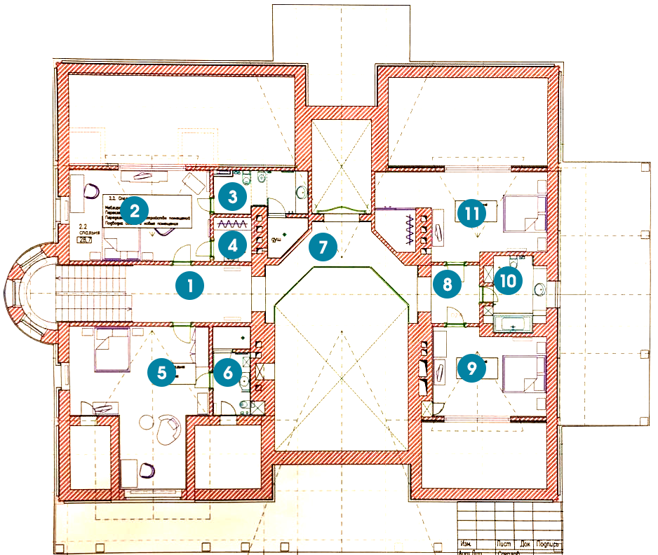 Планировка Домовладение с 5 спальнями 2030 м2 в посёлке Грибово Фото 2