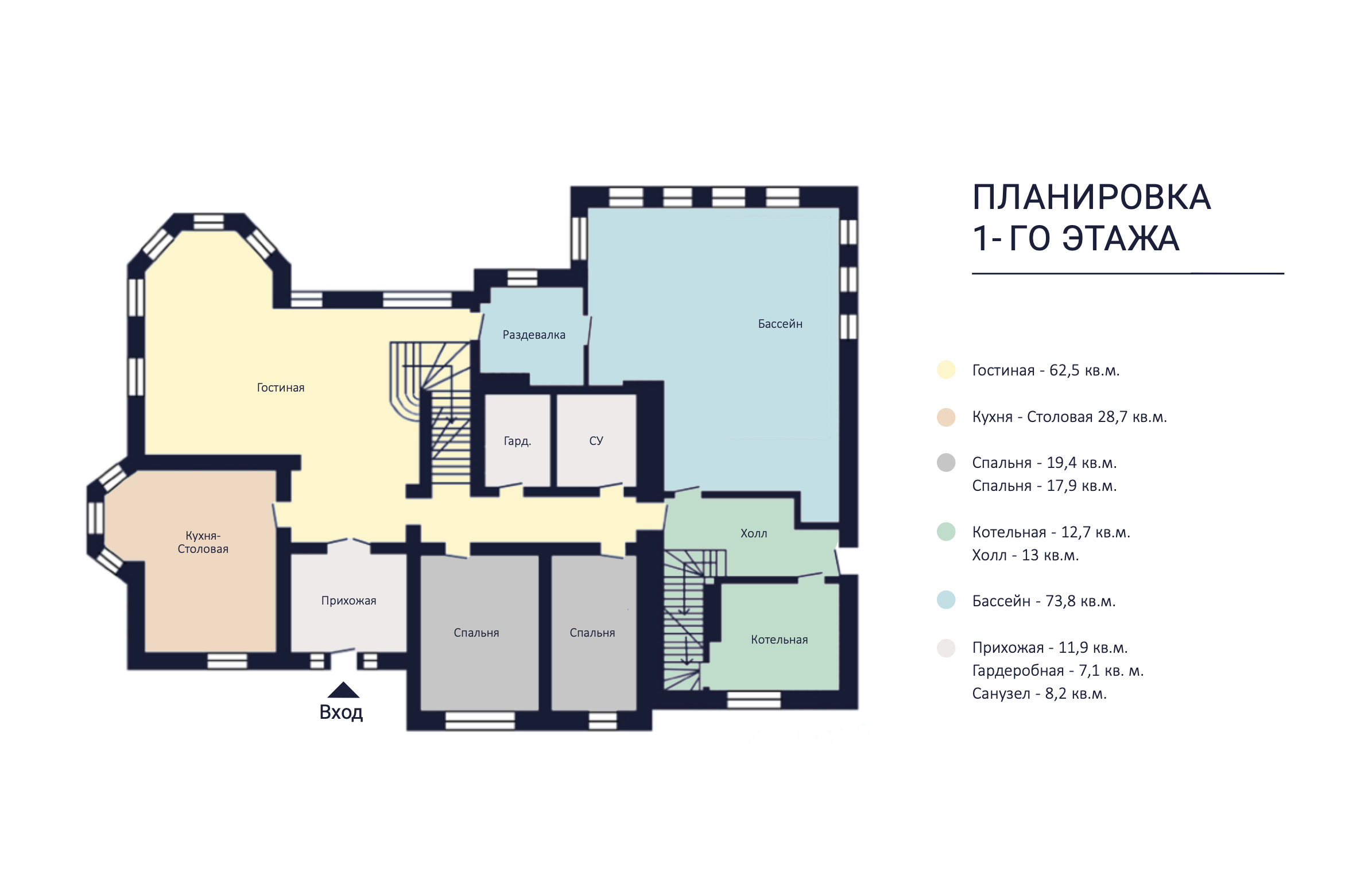 Планировка Домовладение с 5 спальнями 750 м2 в посёлке Солнечная Поляна