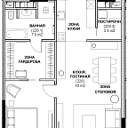 Планировка Апартаменты с 1 спальней 93.6 м2 в ЖК Sole hills