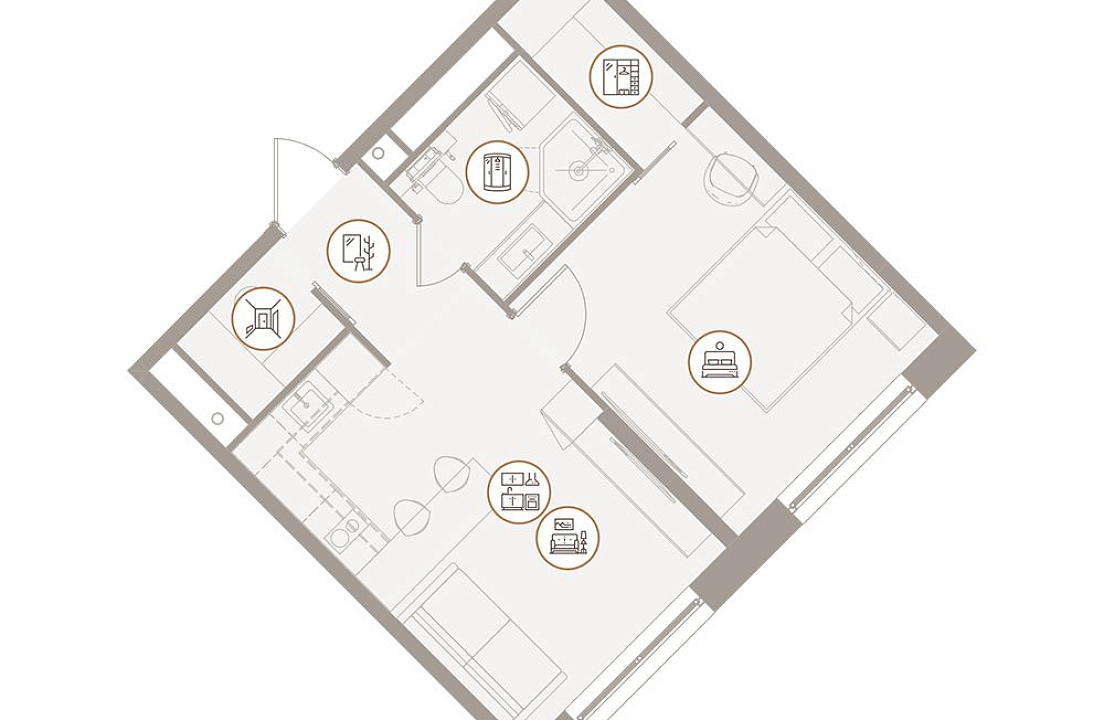 Апартаменты с 1 спальней 41.49 м2 в ЖК D'oro Mille