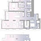 Планировка Апартаменты с 3 спальнями 213.4 м2 в ЖК Lumin House