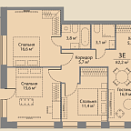 Планировка Квартира с 3 спальнями 82.2 м2 в ЖК Stories