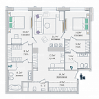 Планировка Апартаменты с 2 спальнями 124.9 м2 в ЖК Звезды Арбата