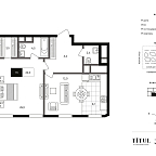 Планировка Апартаменты с 1 спальней 62.6 м2 в ЖК Titul на Серебрянической