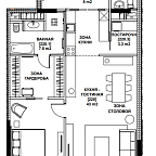 Планировка Апартаменты с 1 спальней 93.7 м2 в ЖК Sole hills