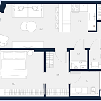 Планировка Апартаменты с 1 спальней 64.6 м2 в ЖК Logos