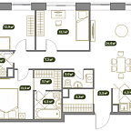 Планировка Квартира с 4 спальнями 95.6 м2 в ЖК West Garden