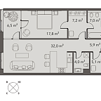 Планировка Апартаменты с 1 спальней 86.3 м2 в ЖК Magnum
