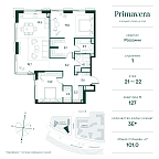 Планировка Квартира с 2 спальнями 102.3 м2 в ЖК Primavera
