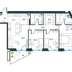 Планировка Квартира с 3 спальнями 109.4 м2 в ЖК Level Академическая