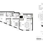 Планировка Апартаменты с 2 спальнями 87.6 м2 в ЖК Titul на Серебрянической
