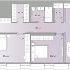 Планировка Апартаменты с 2 спальнями 111.5 м2 в ЖК Lumin House