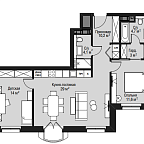 Планировка Апартаменты с 2 спальнями 79.4 м2 в ЖК Wellton Spa Residence