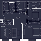 Планировка Апартаменты с 2 спальнями 87.1 м2 в ЖК River Residences