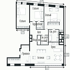 Планировка Квартира с 3 спальнями 143.4 м2 в ЖК Artisan