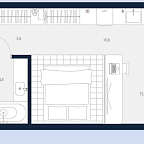 Планировка Апартаменты с 1 спальней 34.8 м2 в ЖК Logos