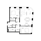 Планировка Апартаменты с 2 спальнями 110.02 м2 в ЖК Vernissage
