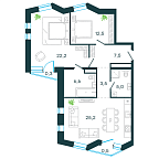 Планировка Апартаменты с 2 спальнями 83.3 м2 в ЖК Level Стрешнево