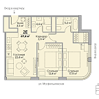 Планировка Квартира с 2 спальнями 69.4 м2 в ЖК Stories