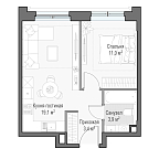 Планировка Квартира с 1 спальней 37.48 м2 в ЖК Дом Достижение