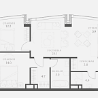 Планировка Апартаменты с 2 спальнями 68.4 м2 в ЖК AHEAD