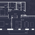 Планировка Апартаменты с 2 спальнями 107.2 м2 в ЖК River Residences