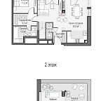 Планировка Квартира с 2 спальнями 78.49 м2 в ЖК Дом Достижение
