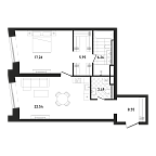 Планировка Квартира с 1 спальней 64.05 м2 в ЖК Republic