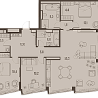 Планировка Квартира с 3 спальнями 148.9 м2 в ЖК High Life