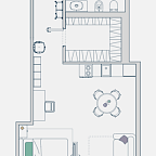 Планировка Апартаменты с 1 спальней 46.9 м2 в ЖК Звезды Арбата