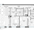 Планировка Квартира с 3 спальнями 152.3 м2 в ЖК Лаврушинский