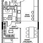 Планировка Апартаменты с 1 спальней 81 м2 в ЖК Sole hills