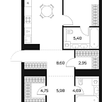 Планировка Квартира с 3 спальнями 96.62 м2 в ЖК Forst