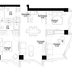 Планировка Квартира с 3 спальнями 82.36 м2 в ЖК Famous