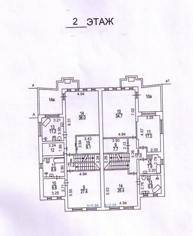 Планировка Дуплекс с 4 спальнями 385 м2 в посёлке ДСК "Мичуринец" Фото 2