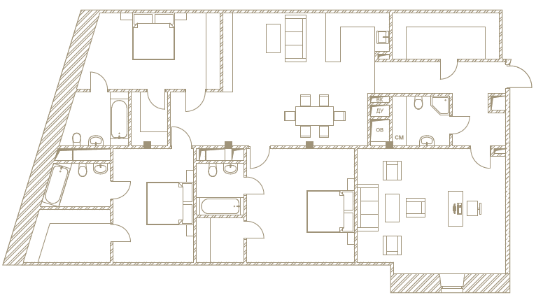 Планировка Апартаменты с 4 спальнями 217.7 м2 в ЖК IL Ricco