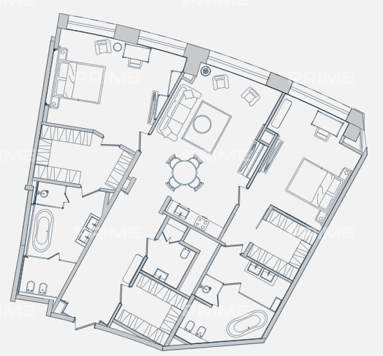 Планировка Апартаменты с 2 спальнями 154.3 м2 в ЖК Звезды Арбата