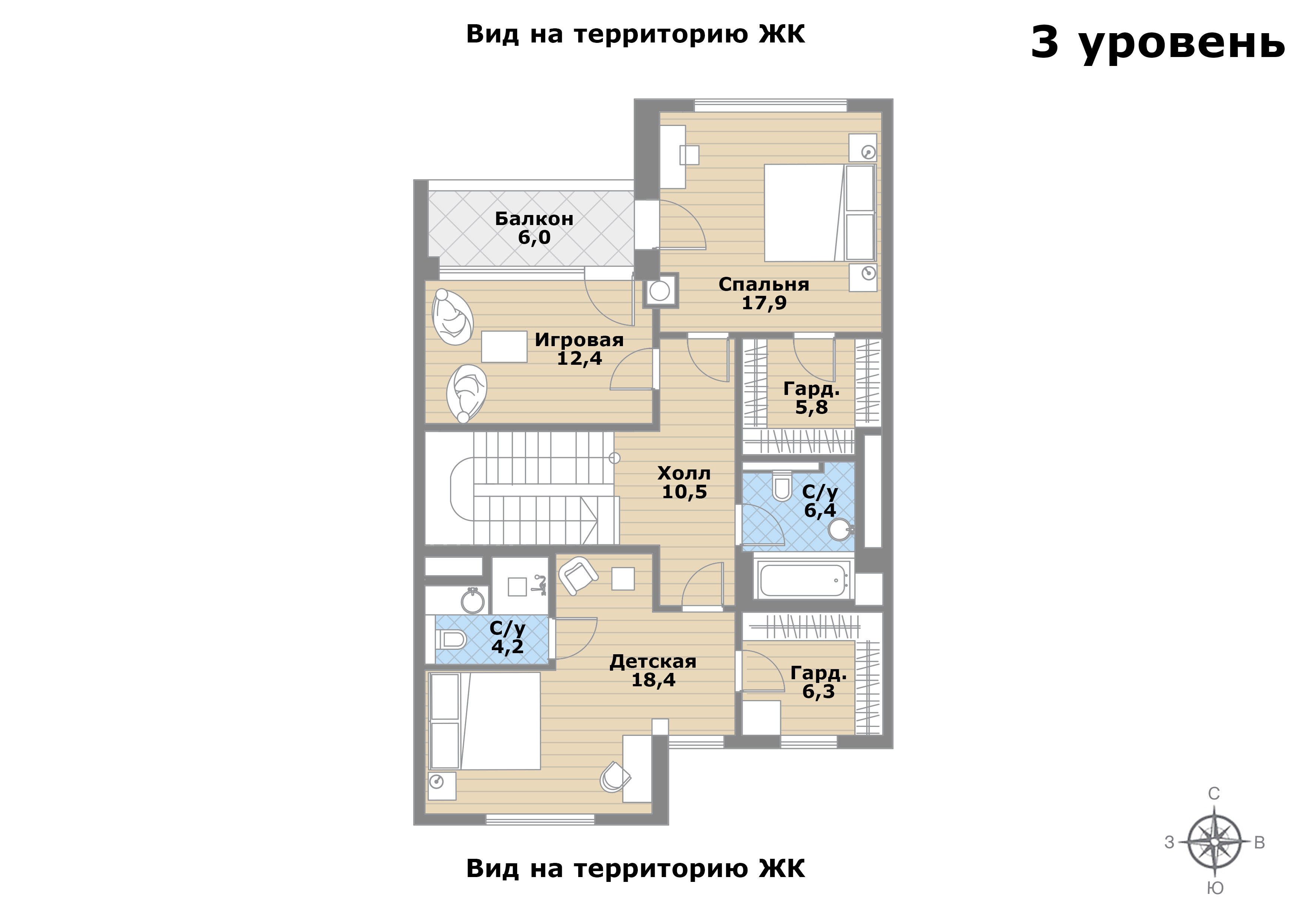 Планировка Таунхаус с 5 спальнями 420 м2 в посёлке ЖК Берег столицы Фото 3