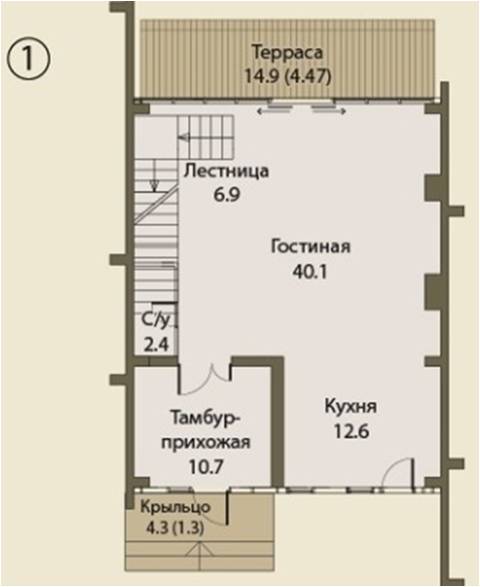 Планировка Таунхаус с 4 спальнями 238 м2 в посёлке Футуро парк