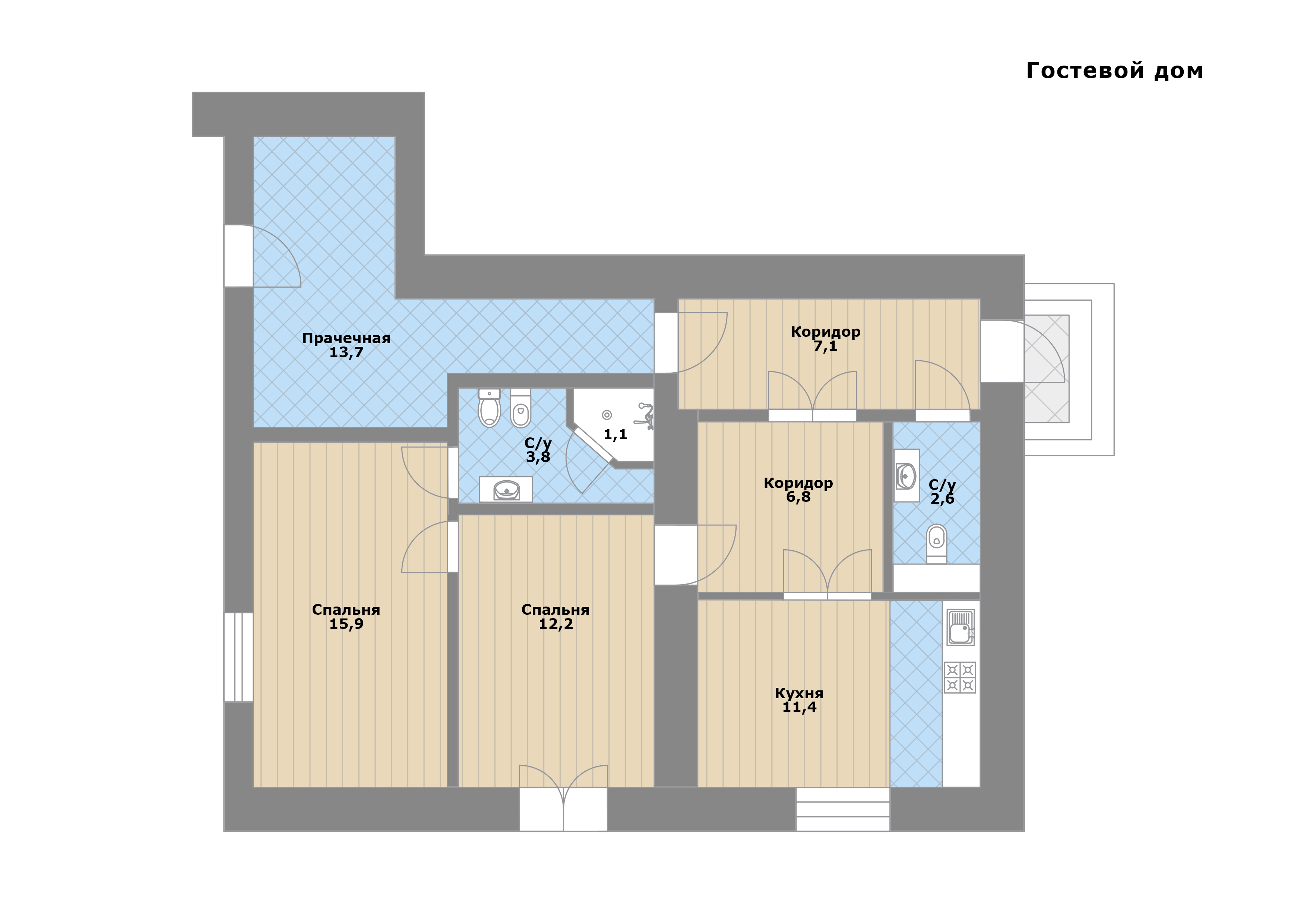 Планировка Домовладение с 3 спальнями 450 м2 в посёлке Заречье (Николина гора) Фото 6