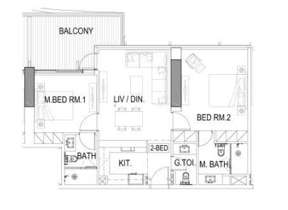 Планировка 2-комнатная квартира 100.6 м2 в ЖК Elegance Tower