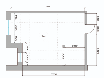 Планировка Апартаменты с 1 спальней 42.7 м2 в ЖК Verdi 