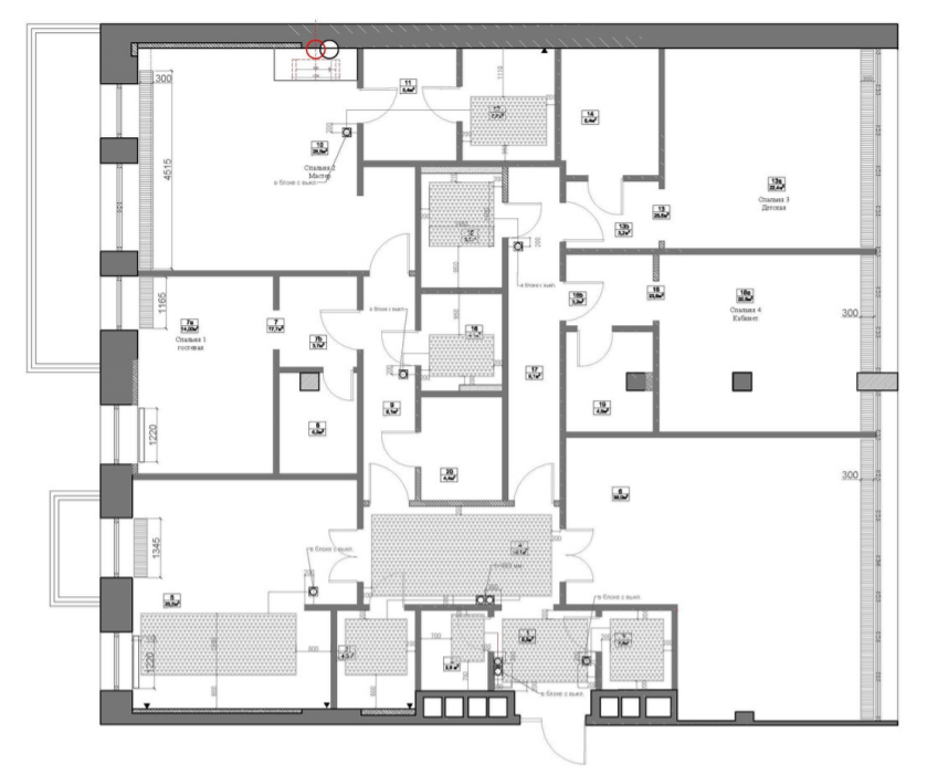 Планировка Квартира с 4 спальнями 252.1 м2 в ЖК Дворянское Гнездо