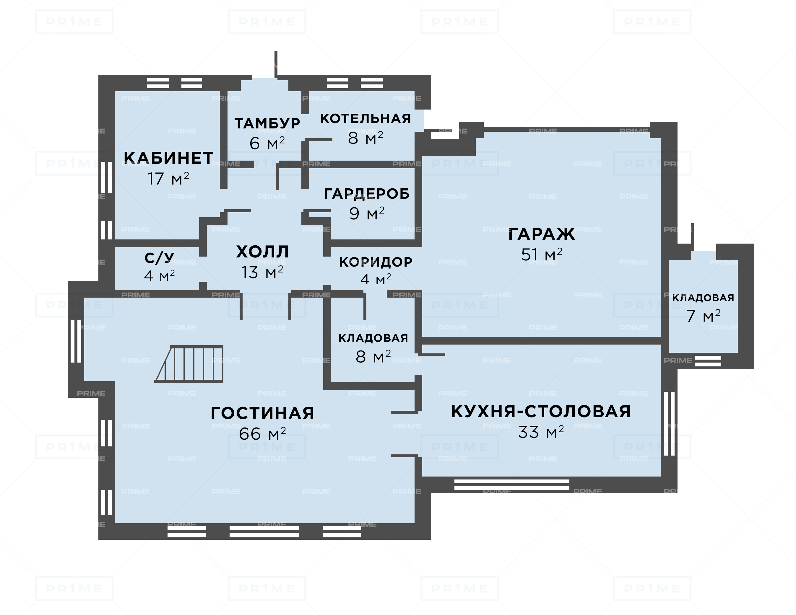 Планировка Домовладение с 3 спальнями 374 м2 в посёлке Петрово-Дальнее