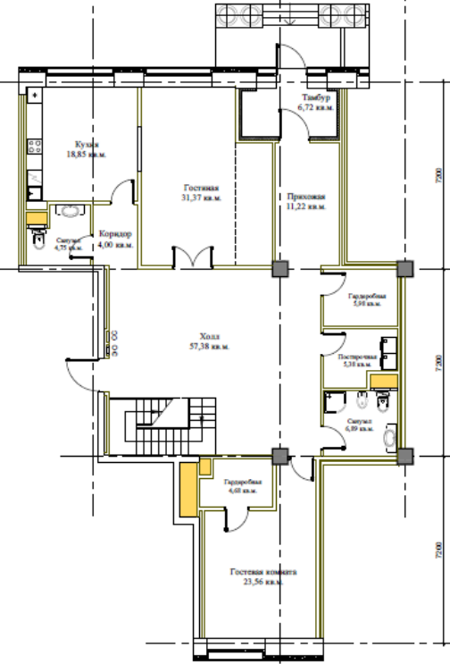 Планировка Таунхаус с 5 спальнями 397.8 м2 в ЖК Knightsbridge Private Park